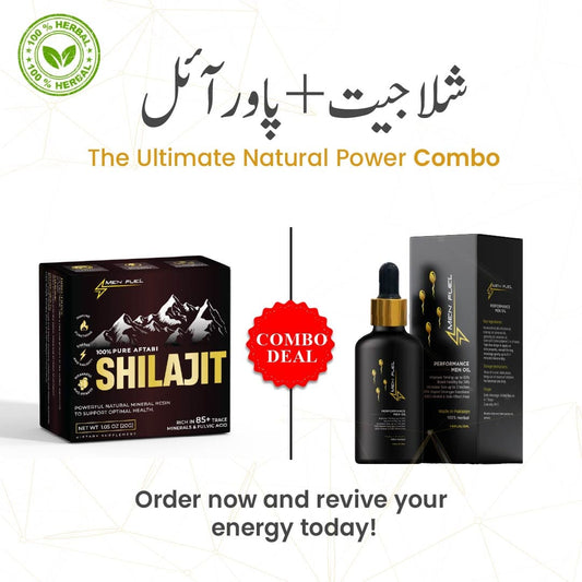 Men Fuel™ 100% Pure Aftaabi Shilajit + Power Massage Oil